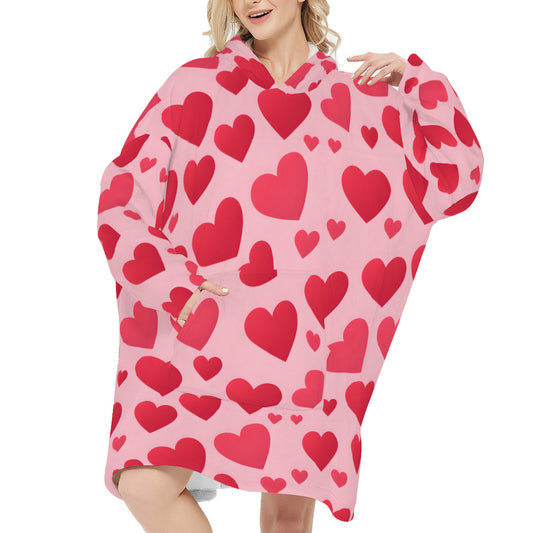 Pink Heart Blanket Hoodie